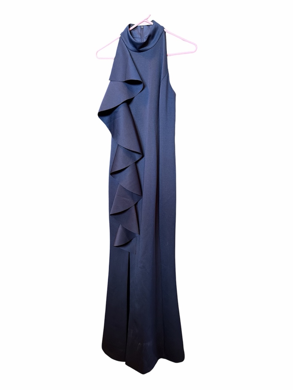 Jessica Howard Navy One-Shoulder Ruffle Maxi Dress